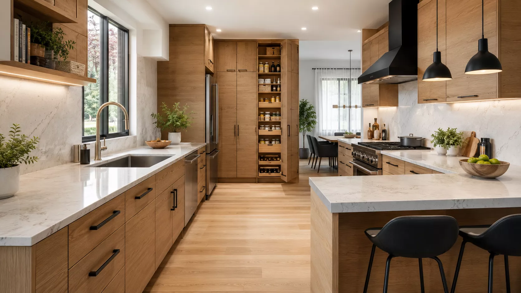 Practical kitchen designs in luxurious colors and highly integrated smart storage